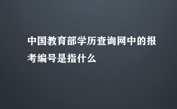 中国教育部学历查询网中的报考编号是指什么
