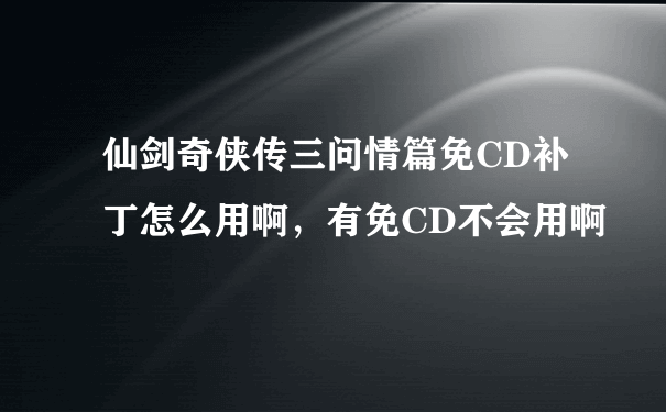 仙剑奇侠传三问情篇免CD补丁怎么用啊，有免CD不会用啊