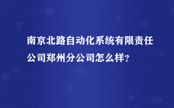 南京北路自动化系统有限责任公司郑州分公司怎么样？