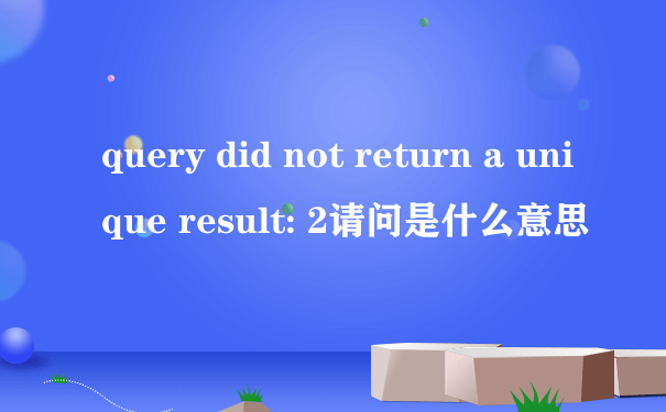 query did not return a unique result: 2请问是什么意思