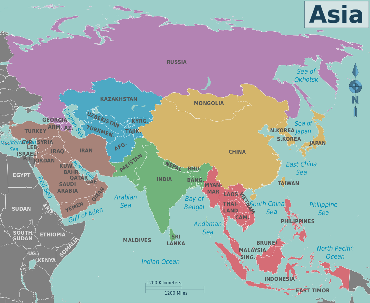 亚洲所有国家的首都和名称