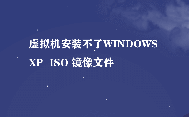 虚拟机安装不了WINDOWS XP  ISO 镜像文件
