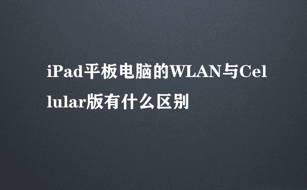 iPad平板电脑的WLAN与Cellular版有什么区别