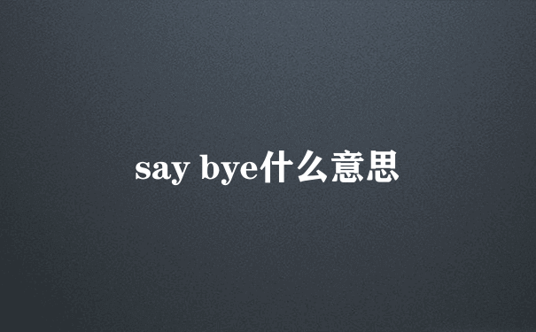 say bye什么意思
