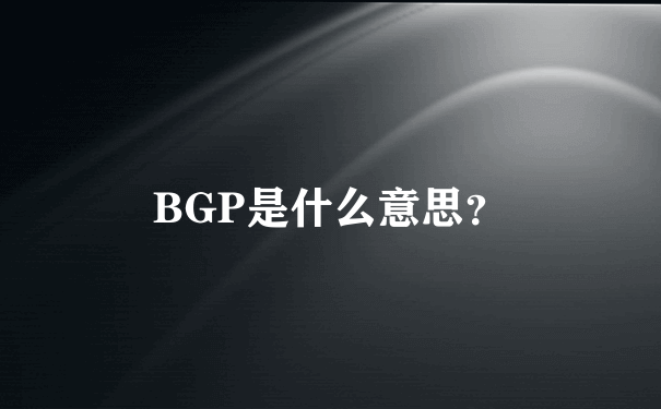 BGP是什么意思？