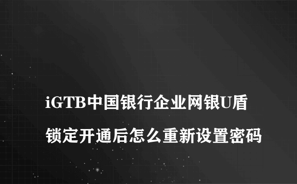 
iGTB中国银行企业网银U盾锁定开通后怎么重新设置密码
