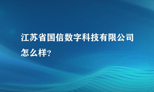 江苏省国信数字科技有限公司怎么样？