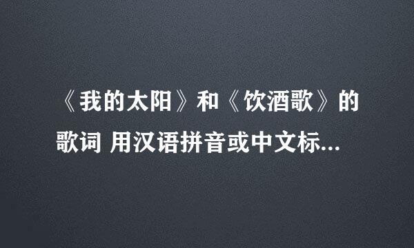 《我的太阳》和《饮酒歌》的歌词 用汉语拼音或中文标记出来 不会意大利语