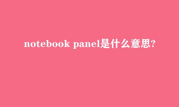 notebook panel是什么意思?