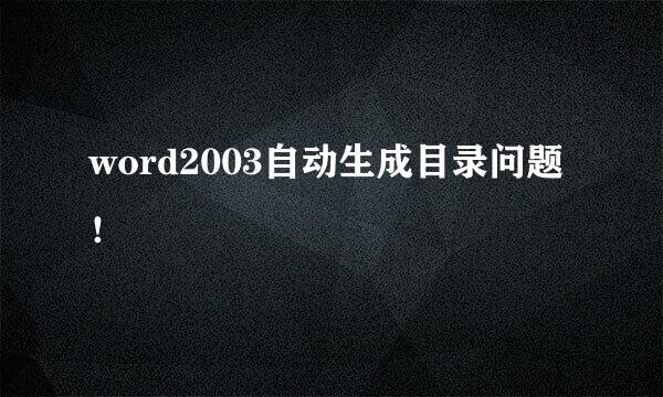 word2003自动生成目录问题！
