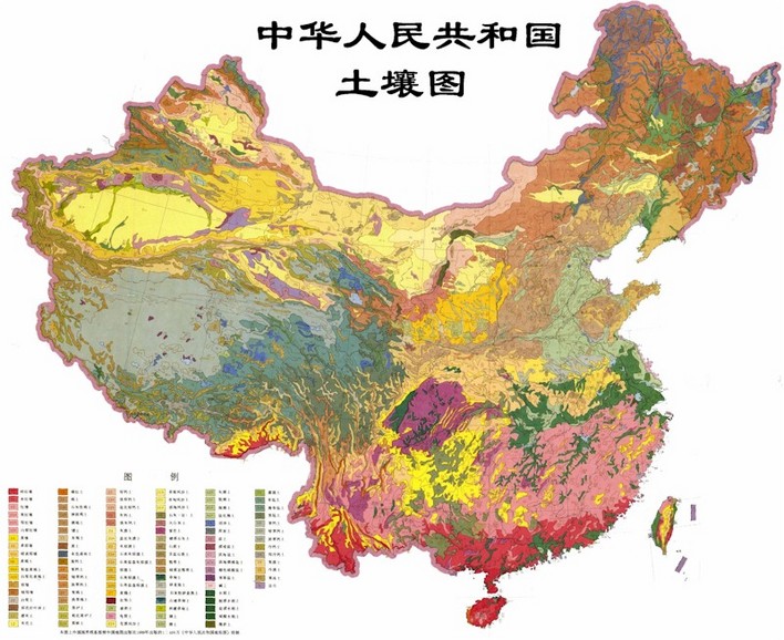 中国土壤类型分布图