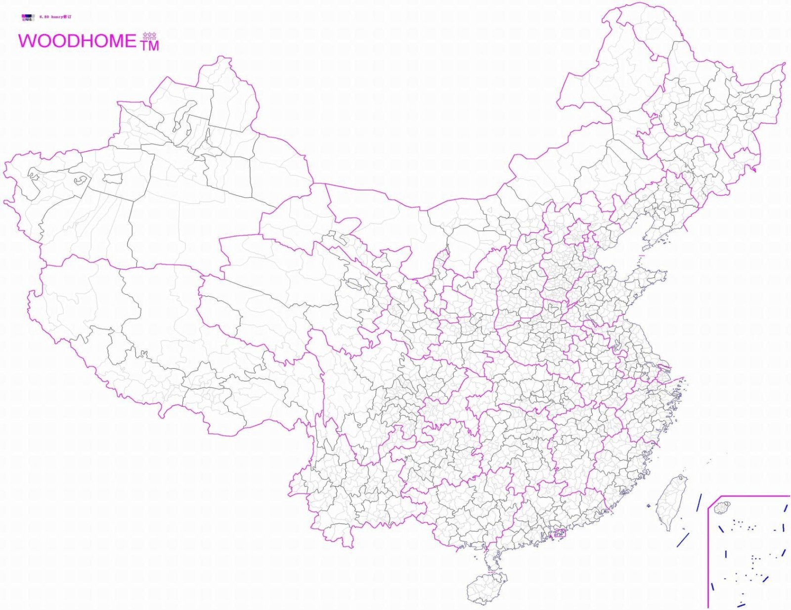 求一张中国行政区划空白图的矢量图，（细分到各个地级市）。