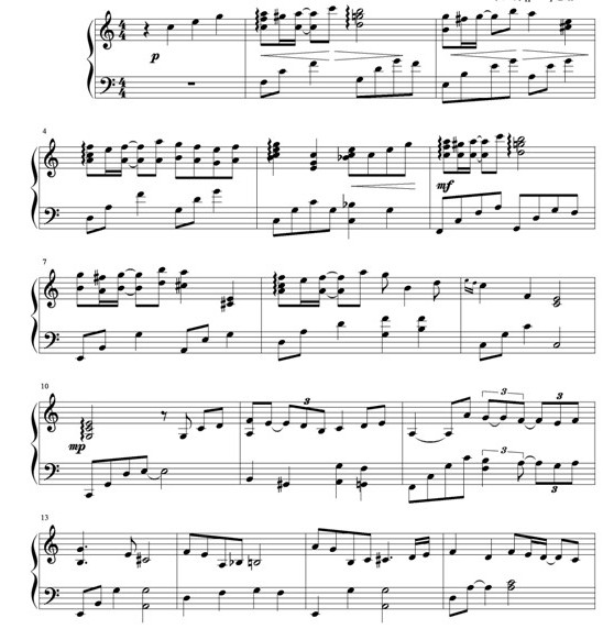 一个人的浪漫钢琴谱 要五线谱，要稍简单的。我满意的加分。