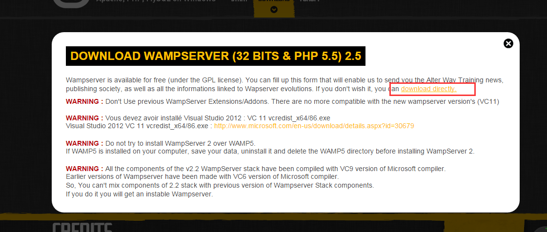 wampserver官网不能下载PHP了吗？