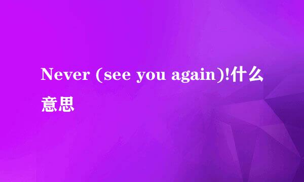 Never (see you again)!什么意思