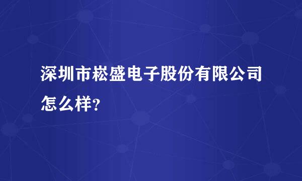 深圳市崧盛电子股份有限公司怎么样？