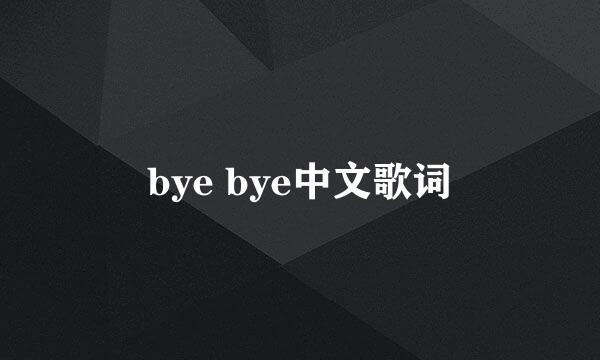 bye bye中文歌词