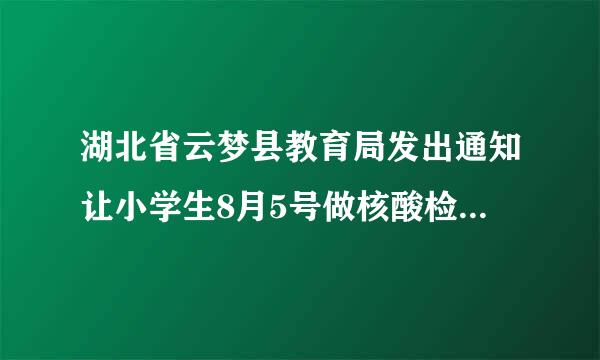 湖北省云梦县教育局发出通知让小学生8月5号做核酸检测，检测的费用是60元，9月1号才开学？