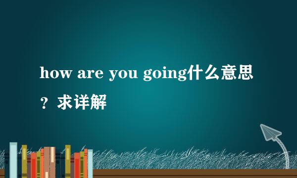 how are you going什么意思？求详解