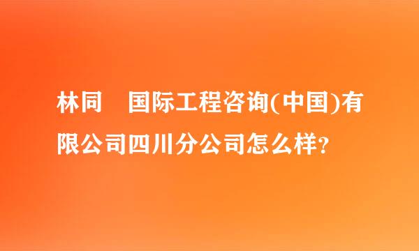 林同棪国际工程咨询(中国)有限公司四川分公司怎么样？