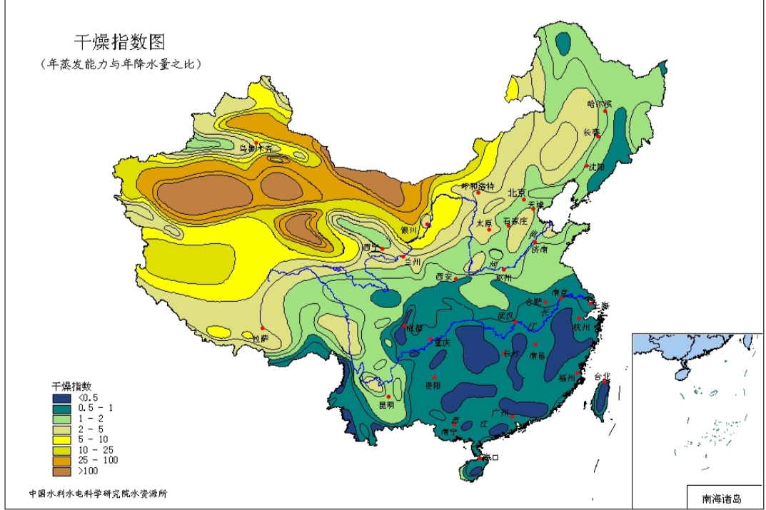 中国地理：干湿地区的划分（具体到省份）