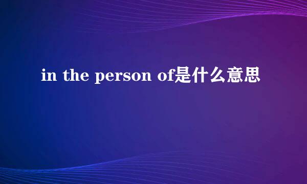 in the person of是什么意思