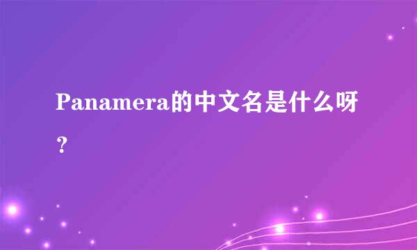 Panamera的中文名是什么呀？