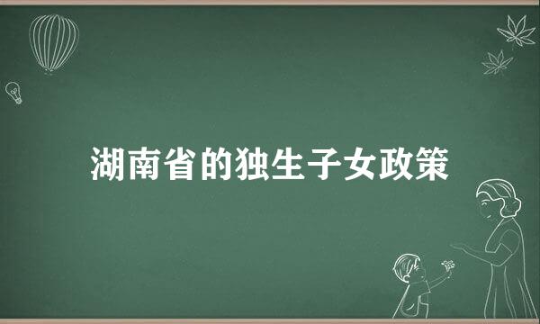 湖南省的独生子女政策