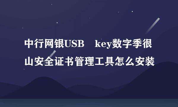 中行网银USB key数字季很山安全证书管理工具怎么安装