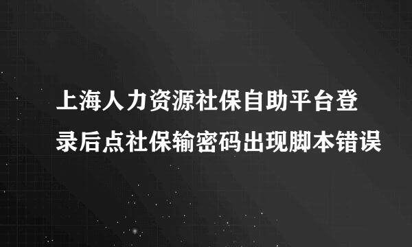 上海人力资源社保自助平台登录后点社保输密码出现脚本错误