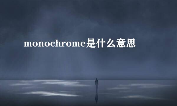 monochrome是什么意思