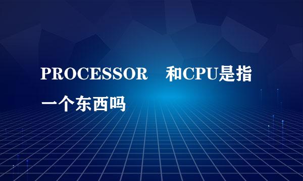 PROCESSOR 和CPU是指一个东西吗