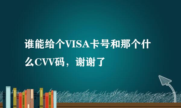 谁能给个VISA卡号和那个什么CVV码，谢谢了
