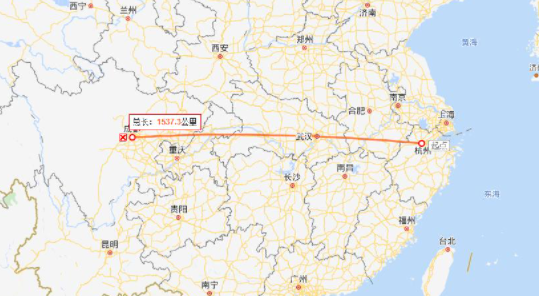 成都到杭州多少公里?
