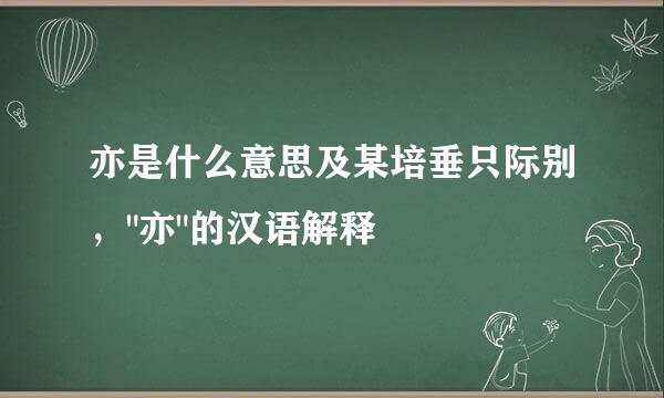 亦是什么意思及某培垂只际别，"亦"的汉语解释
