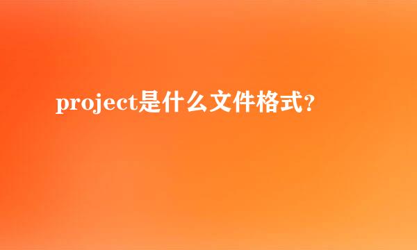 project是什么文件格式？